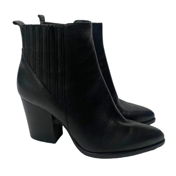Marc Fisher Boots ALVA 7.5 black leather ankle heeled pointed toe - Picture 3 of 12